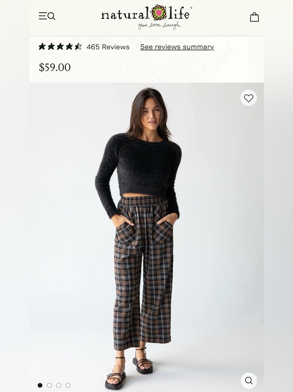 Natural Life Brown Grey Plaid flannel pants